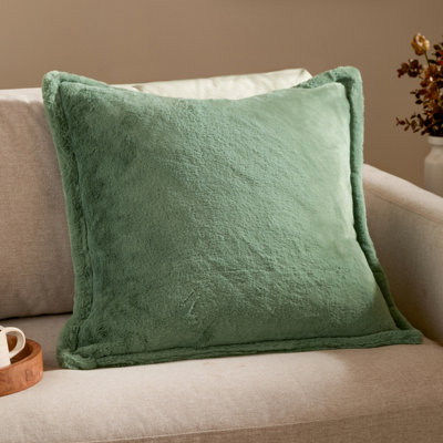 furn. Furn Kallu Faux Fur Feather Filled CushionFrost Green55 X 55Cm from B&Q