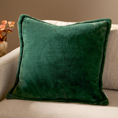 furn. Furn Kallu Faux Fur Feather Filled CushionNeedle Green55 X 55Cm from B&Q