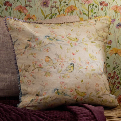 B&Q -  Voyage Tweet Printed Feather Filled CushionNatural50 X 50Cm