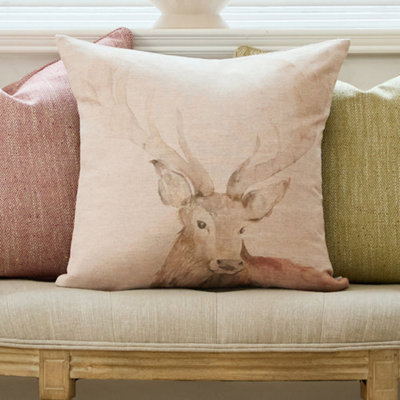Voyage Maison Voyage Gregor Stag Printed Feather Filled CushionNatural50 X 50Cm from B&Q