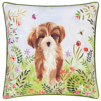 Evans Lichfield Daisy Hill Dog Printed Polyester Filled Cushion from B&Q
