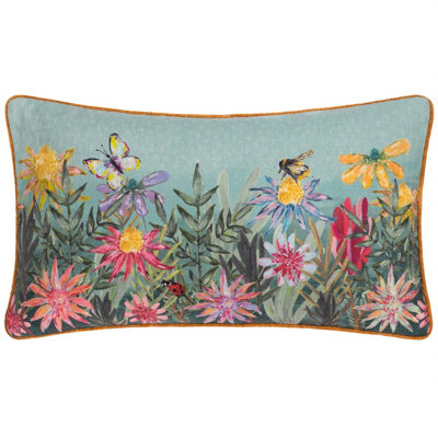 Wylder Country Wilds Blossom Meadow Printed Cushion Sky Blue, Blue - Image 5