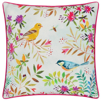Evans Lichfield Daisy Hill Willow Birds Printed Feather Filled Cushion from B&Q