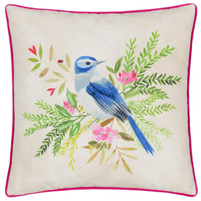 Evans Lichfield Daisy Hill Bluebird Printed Feather Filled Cushion from B&Q