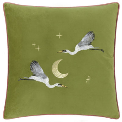 B&Q -  Moonlit Flight Embroidered Velvet Feather Rich Cushion