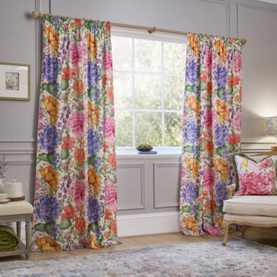 Voyage Maison Voyage Idalia Fully Lined 100% Cotton Printed Pencil Pleat Curtain PairFuchsia(W) 229 X (D) 137Cm from B&Q