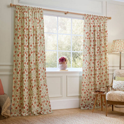 Voyage Maison Voyage Elai Fully Lined 100% Cotton Printed Pencil Pleat Curtain PairTerracotta(W) 117 X (D) 183Cm from B&Q