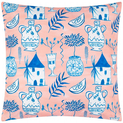 B&Q - Furn. Aegina Printed Peach Outdoor Polyester Filled Cushion