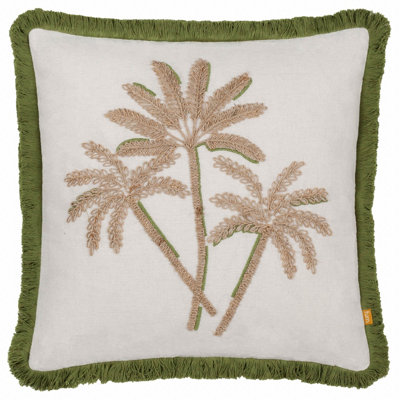Furn. Palm Embroidered Polyester Filled Cushion from B&Q