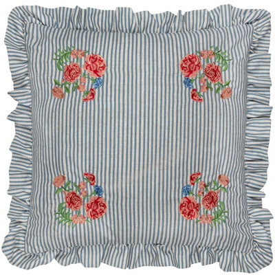 Wylder Martha Embroidered Ruffle Polyester Filled Cushion from B&Q