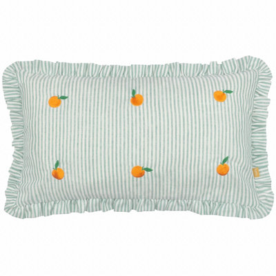 Furn. Les Fruites Embroidered Ruffle Feather Rich Cushion from B&Q