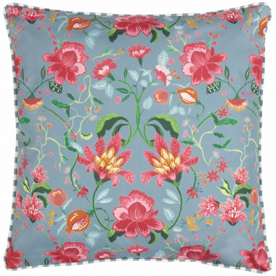 B&Q -  Nature Claudia Floral Duck Egg Blue Outdoor Cushion Cover