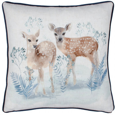 Evans Lichfield Winter Fawns Printed Polyester Filled Cushion from B&Q