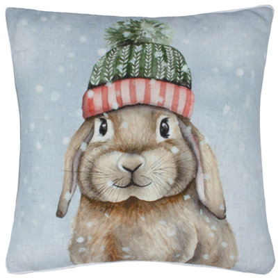 Evans Lichfield Winter Rabbit Printed Polyester Filled Cushion from B&Q