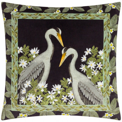 Wylder Braywick Wilbur Cranes Printed Velvet Polyester Filled Cushion
