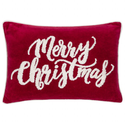 B&Q -  Winter Merry Christmas Applique Velvet Cushion Cover