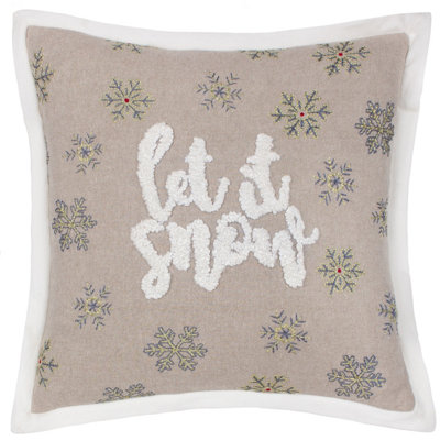 Paoletti Winter Let It Snow Embroidered Cushion Cover from B&Q