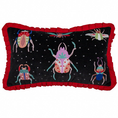 Wylder Darkling Beetles Embroidered Velvet Cushion Cover from B&Q