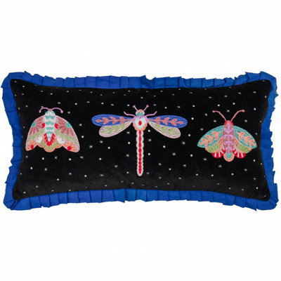 Wylder Darkling Beetles Embroidered Velvet Cushion Cover from B&Q