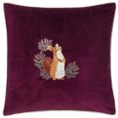 B&Q - Furn. Pineberry Forest Embroidered Velvet Cushion Cover