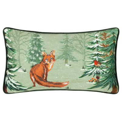 Furn. Lodge Wood Fox Embroidered Cushion Cover