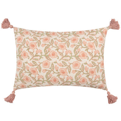 Paoletti Delphine Floral Tasselled  Polyester Filled Cushion from B&Q