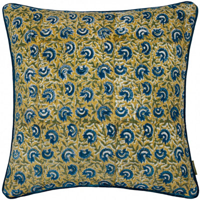 Paoletti Chedworth Piped Velvet Polyester Filled Cushion from B&Q