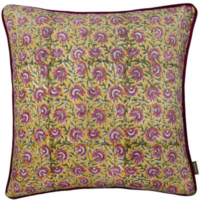 Paoletti Chedworth Piped Velvet Polyester Filled Cushion from B&Q