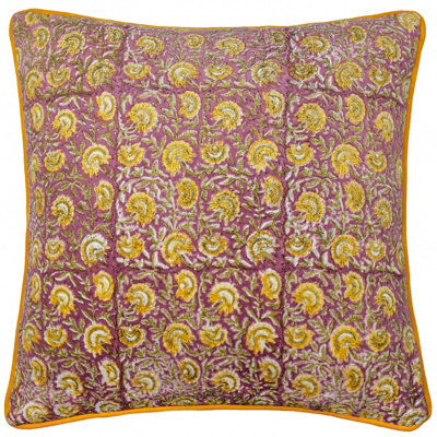 Paoletti Chedworth Piped Velvet Polyester Filled Cushion from B&Q