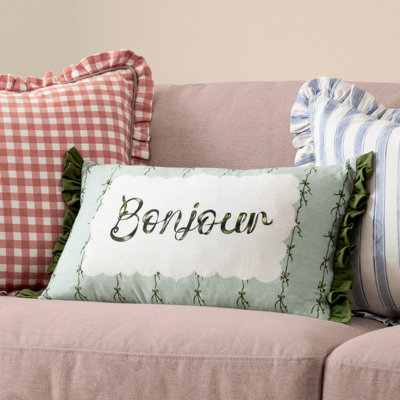 furn. Furn Bonjour Printed Polyester Filled CushionMint30 X 50Cm from B&Q