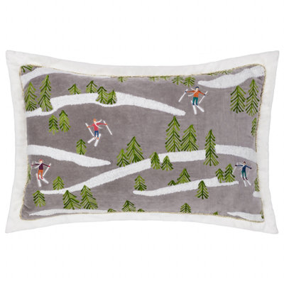Paoletti Winter Alpine Embroidered Polyester Filled Cushion from B&Q