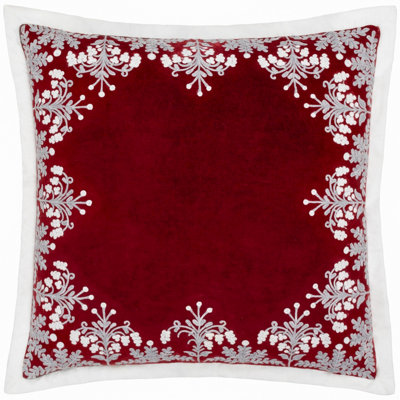 Paoletti Winter Bloom Embroidered Polyester Filled Cushion from B&Q