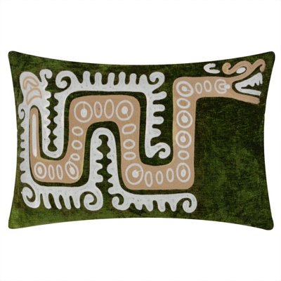 Wylder Dynasty Dragon Embroidered Chenille Polyester Filled Cushion from B&Q