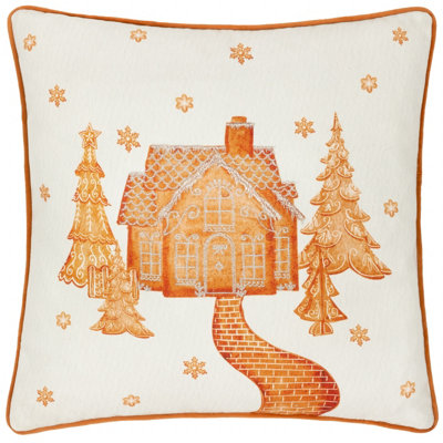 Furn. Gretel Velvet Piped Polyester Filled Cushion from B&Q