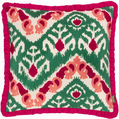 Paoletti Henderson Embroidered Cotton Feather Rich Cushion from B&Q