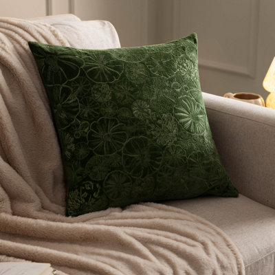 Furn. Picking Patch Embroidered Velvet Feather Rich Cushion from B&Q