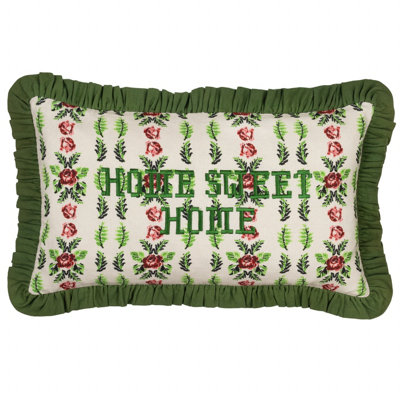 Furn.  Feeoni Home Sweet Home Embroidered Cotton Feather Rich Cushion from B&Q