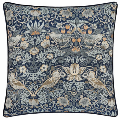 Morris & Co Strawberry Thief Embroidered Velvet Cushion Cover from B&Q