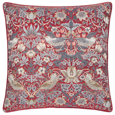 Morris & Co Strawberry Thief Embroidered Velvet Cushion Cover from B&Q