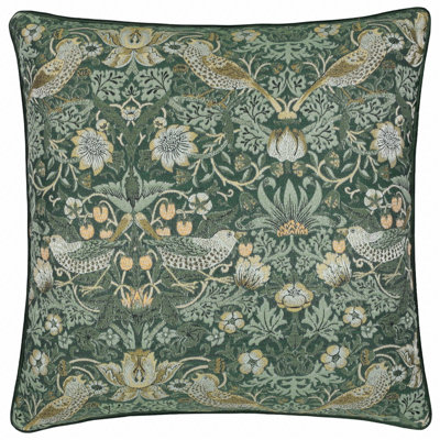 Morris & Co Strawberry Thief Embroidered Velvet Cushion Cover from B&Q