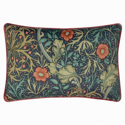 Morris & Co Seaweed Printed Velvet Feather Rich Cushion from B&Q