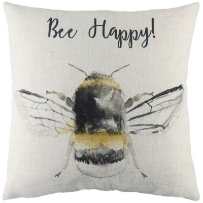 Evans Lichfield Bee Happy Printed Feather Rich Cushion from B&Q