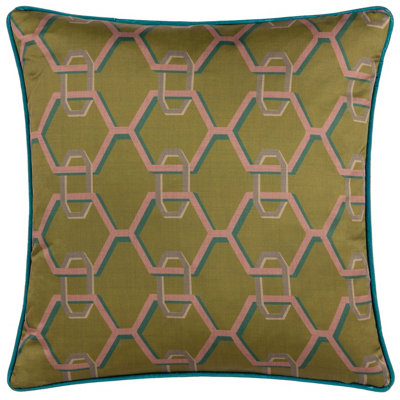Paoletti Carnaby Chain Geometric Satin Feather Rich Cushion from B&Q