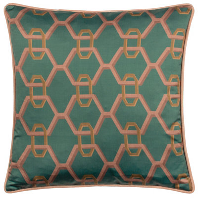 Paoletti Carnaby Chain Geometric Satin Feather Rich Cushion from B&Q