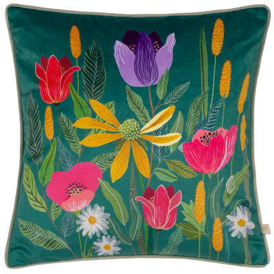 Wylder House Of Bloom Celandine Piped Feather Rich Cushion from B&Q