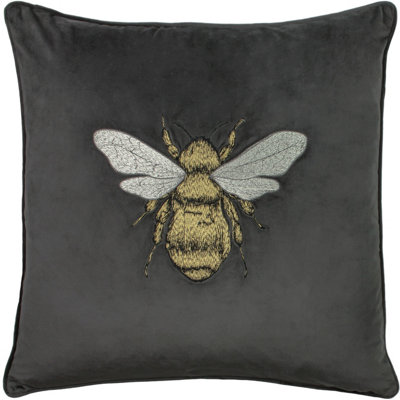 Paoletti Hortus Embroidered Bee Feather Rich Cushion from B&Q