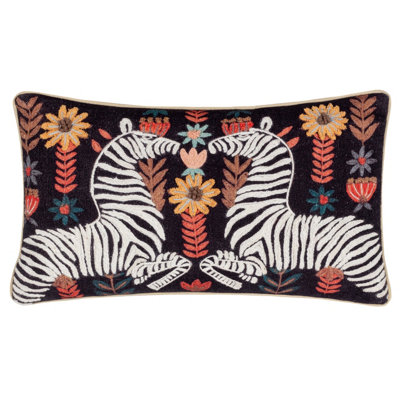 Wylder Mirrored Zebra Embroidered Feather Rich Cushion from B&Q