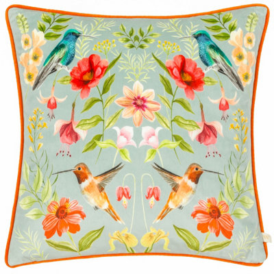 Wylder Nectar Garden Blossom Piped Velvet Feather Rich Cushion from B&Q
