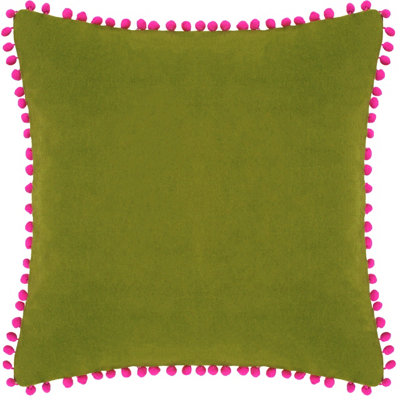 Paoletti Velvet Pom-Pom Feather Rich Cushion from B&Q