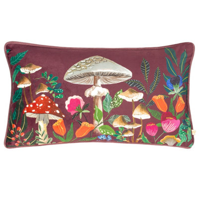 B&Q -  Wild Garden Mushroom Velvet Piped Feather Rich Cushion